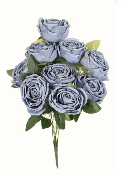 Yapay Çiçek 9lu Kat Kat Gül Demeti 42 cm Mat Lacivert fiyatları