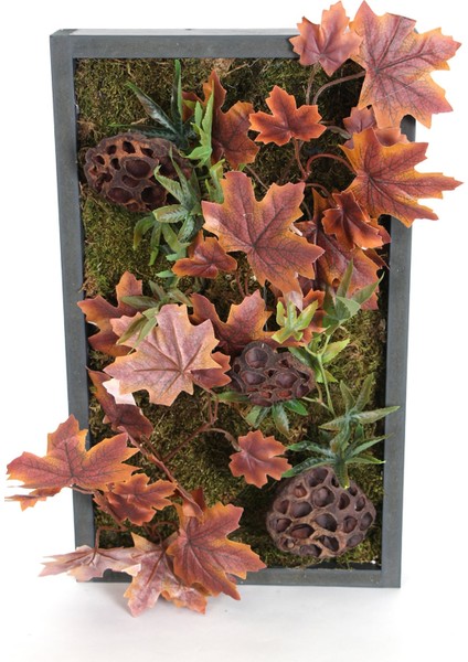 Ahşap Panoda Yapay Bitki Duvar Tablo Hazan Serisi 30 cm x 50 cm