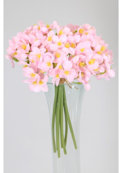 Kaliteli Yapay Mine Çiçekli Buket 26 cm Pembe