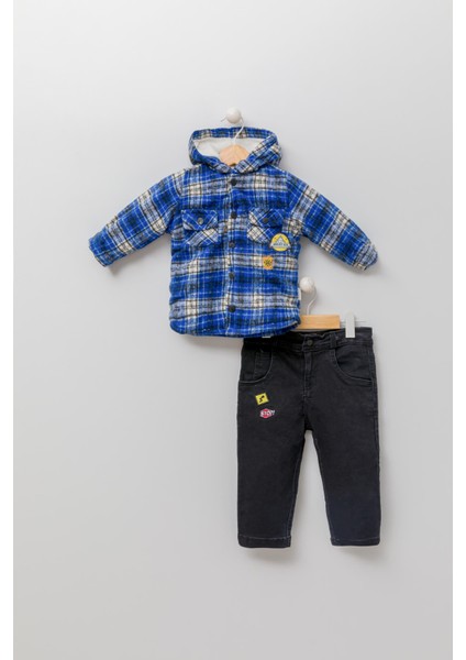 Babyhola Velsoft Astarlı Ceket Kot Pantolon Erkek Çocuk 2'li Takım 12590