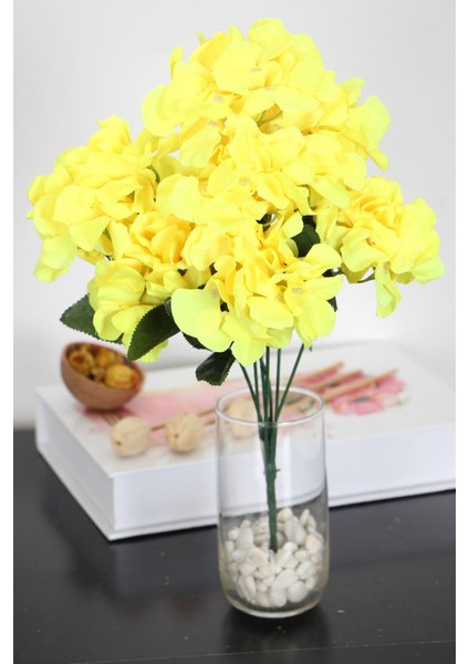 Yapay 7 Dallı Ortanca Demeti 35 cm Sarı