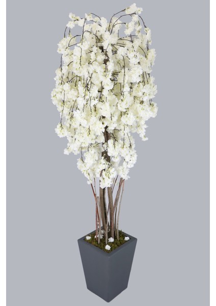 Jumbo Boy Lüks Sarkan Yapay Bahar Dalı Ağacı 200 cm Beyaz