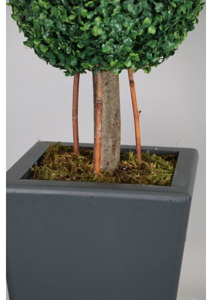 Yapay 3 Katlı Top Şimşir Ağacı 130 cm Lüx Ahşap Saksılı