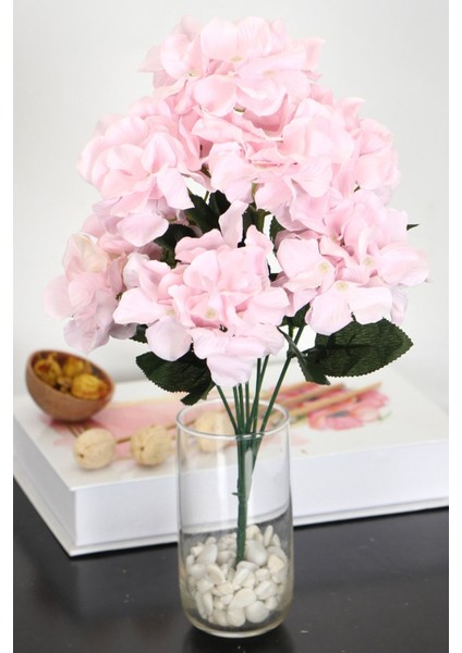 Yapay 7 Dallı Ortanca Demeti 35 cm Pembe