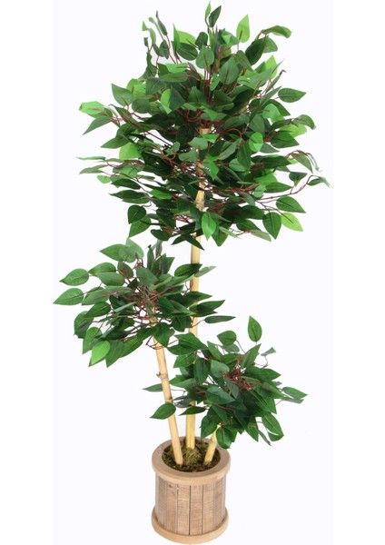 Yapay Benjamin Ağacı 115 cm 3lü Bambu Gövdeli Yeşil (Ahşap Saksı) fiyatları