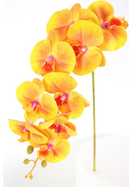 Yapay Dal Baskılı Orkide Çiçeği 88 cm Turuncu Hardal fiyatları