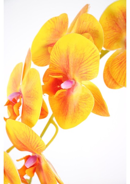 Yapay Dal Baskılı Orkide Çiçeği 88 cm Turuncu Hardal modelleri