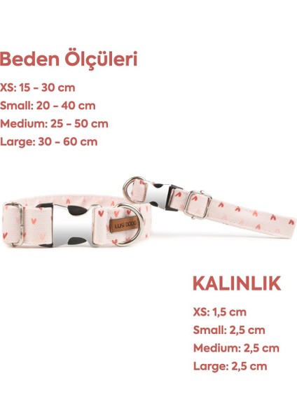 Pembe Köpek Tasması Kalp Desenli