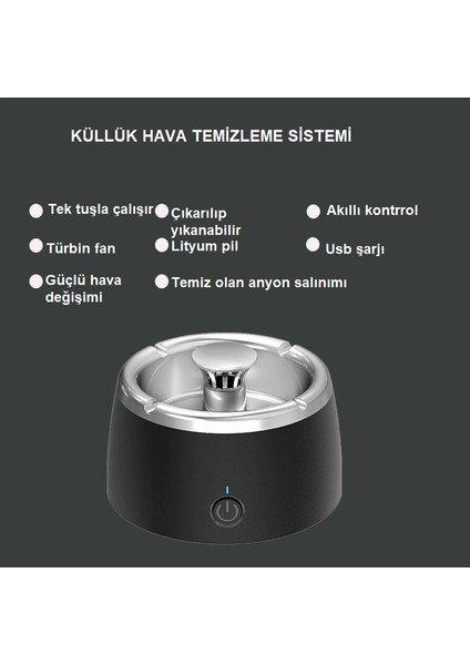Akıllı Hava Temizleyici Koku Gideren Küllük Elektronik Kül Tablası Araç Sigara Küllüğü fiyatları