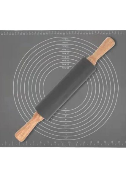 Bambu Saplı Siyah Silikon Merdane-Oklava Tekli-Hamur,börek,baklava Açma Merdanesi modelleri