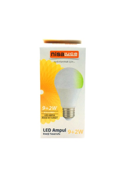 9+2W E27 Beyaz-Yeşil LED Ampul (4202)