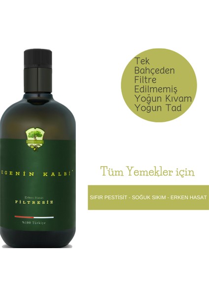 Erken Hasat Soğuk Sıkım Filtresiz Zeytinyağı 750ML.