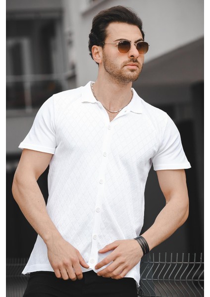 Ht 340015 Polo Yaka Desenli Slim Fit Kısa Kol Triko Erkek Gömlek modelleri