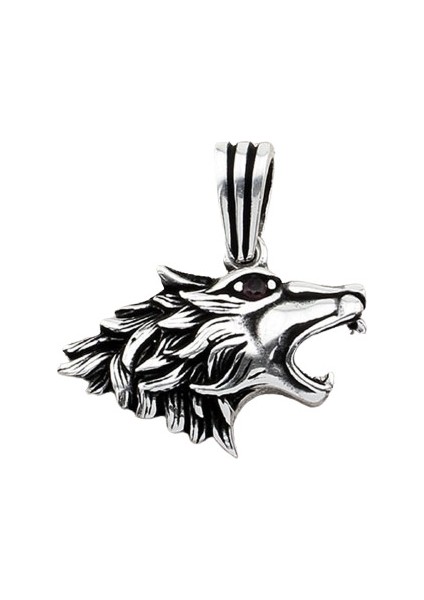 Gümüş 925 Ayar Kurt Kolye Ucu