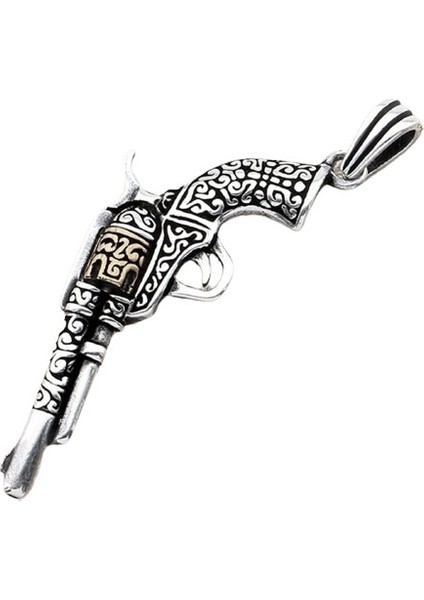 Gümüş 925 Ayar Eski Tabanca Kolye Ucu