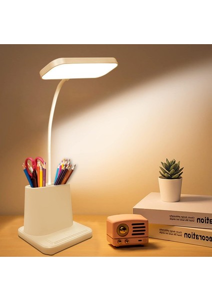 20 LED Çalışma Okuma Işığı Kademeli Şarjlı Masa Lambası Ayarlanabilir Renk ve Parlaklık
