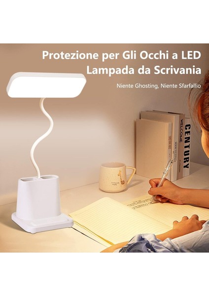 20 LED Çalışma Okuma Işığı Kademeli Şarjlı Masa Lambası Ayarlanabilir Renk ve Parlaklık