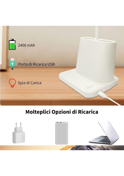 20 LED Çalışma Okuma Işığı Kademeli Şarjlı Masa Lambası Ayarlanabilir Renk ve Parlaklık