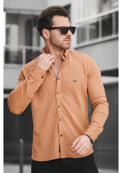 Yx 16788 Çıt Çıtlı Likralı Slim Fit Örme Erkek Gömlek fiyatları