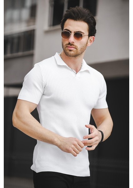 Ht 340017 Apaç Yaka Erkek Triko Tshirt