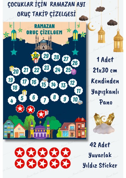 Çocuklar İçin Oruç Takip Çizelgesi – Ramazan Ayı Oruç Çizelgesi – Ramazan Sticker-Çocuk İmsakiyesi-Sahur ve Oruç