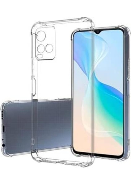 Vivo Y21 Kapak Kamera Korumalı Airbag Antishock Köşe Korumalı Şeffaf Silikon Kılıf