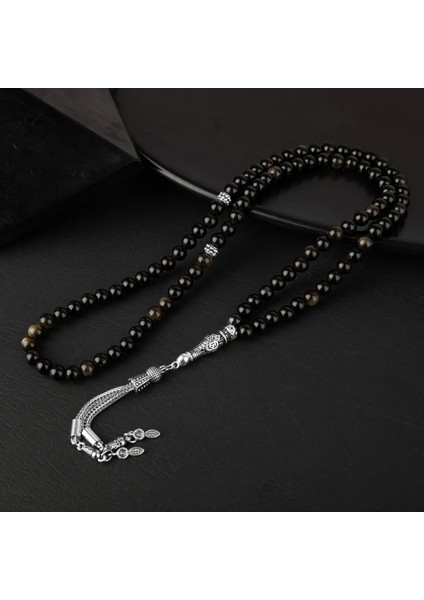 Gold Obsiyen 99'luk 6 mm Tesbih