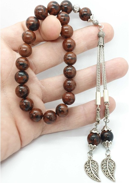 Kahverengi Obsidyen Taşı Doğal Taş Efe Tesbih 10 mm Maskot
