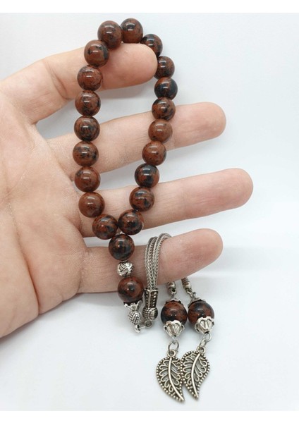 Kahverengi Obsidyen Taşı Doğal Taş Efe Tesbih 10 mm Maskot
