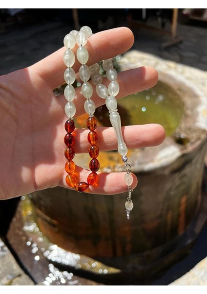 Arpa Kesim Kedi Gözü Toz Kehribar 33'lü Tasarım Tesbih fiyatları