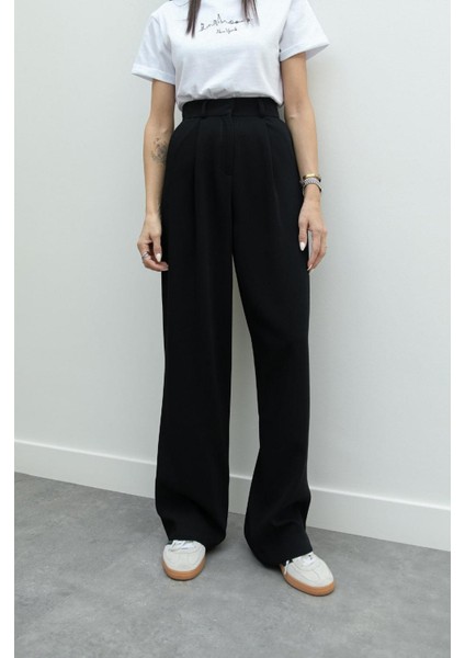 Siyah Dökümlü Palazzo Pantolon fiyatları