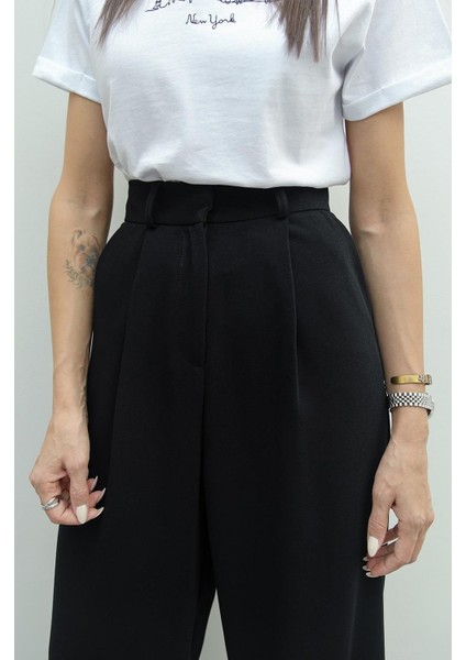 Siyah Dökümlü Palazzo Pantolon fırsatları