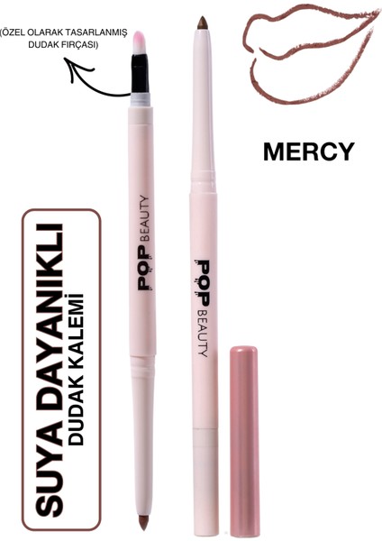 Pop Beauty Dudak Kalemi, Suya Dayanıklı, Asansörlü, Waterproof Lıplıner- Mercy