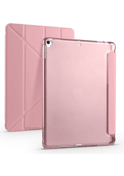 Apple iPad 8.nesil 10.2 Inç 2020 Uyumlu Üçgen Katlanabilir Kalemlikli Standlı Akıllı Kılıf