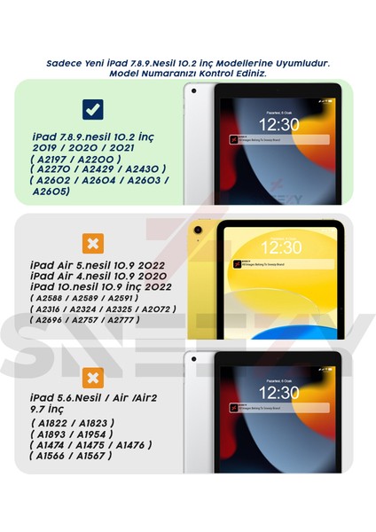 Apple iPad 8.nesil 10.2 Inç 2020 Uyumlu Üçgen Katlanabilir Kalemlikli Standlı Akıllı Kılıf modelleri