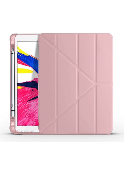 Apple iPad 8.nesil 10.2 Inç 2020 Uyumlu Üçgen Katlanabilir Kalemlikli Standlı Akıllı Kılıf indirimleri