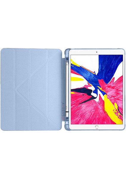 Apple iPad Pro 10.5 / Air 10.5 Inç Uyumlu Üçgen Katlanabilir Kalemlikli Standlı Akıllı Kılıf