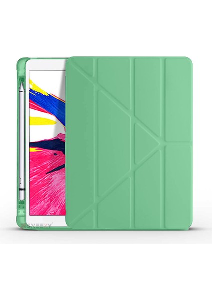 Apple iPad 9.nesil 10.2 Inç 2021 Uyumlu Üçgen Katlanabilir Kalemlikli Standlı Akıllı Kılıf indirimleri