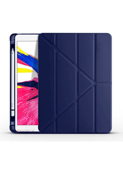 Apple iPad 7.nesil 10.2 Inç 2019 Uyumlu Üçgen Katlanabilir Kalemlikli Standlı Akıllı Kılıf indirimleri