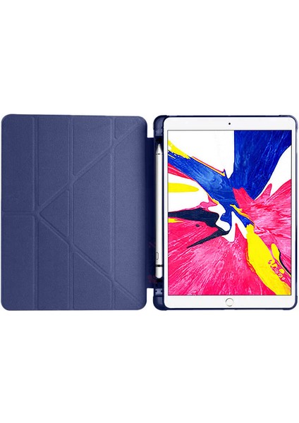 Apple iPad 8.nesil 10.2 Inç 2020 Uyumlu Üçgen Katlanabilir Kalemlikli Standlı Akıllı Kılıf fiyatları