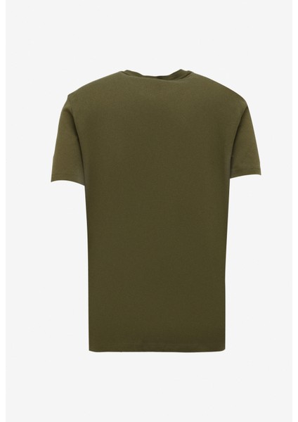 Bisiklet Yaka Baskılı Haki Erkek T-Shirt J4SM-TST7255