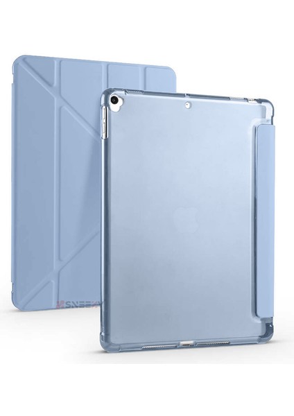 Apple iPad 7.nesil 10.2 Inç 2019 Uyumlu Üçgen Katlanabilir Kalemlikli Standlı Akıllı Kılıf