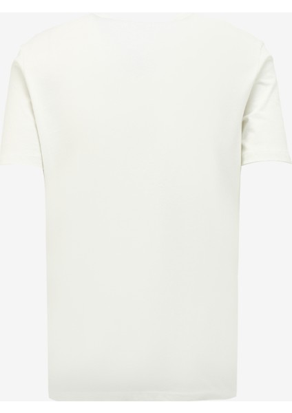 Bisiklet Yaka Baskılı Kırık Beyaz Erkek T-Shirt J4SM-TST7255
