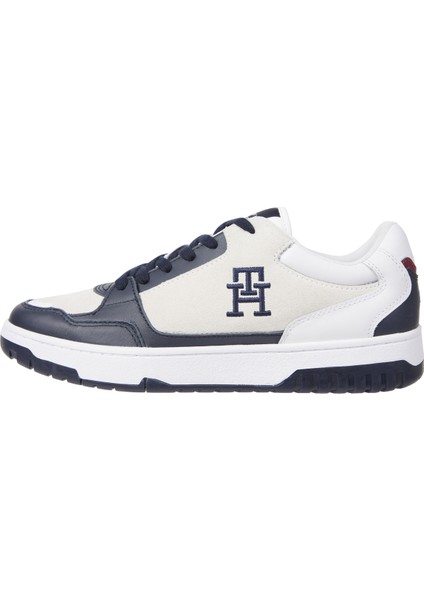 Tommy Hilfiger Beyaz Erkek Deri Sneaker Th Basket Street Suede Mıx