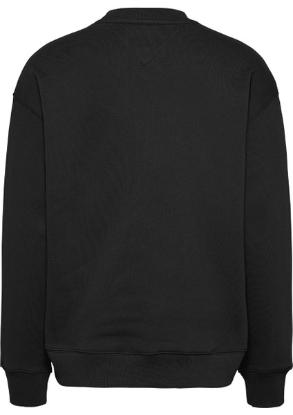 Bisiklet Yaka Düz Siyah Kadın Sweatshırt Tjw Bxy Badge Crew Ext modelleri