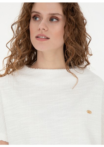 Bisiklet Yaka Ekru Kadın T-Shirt PATRİC