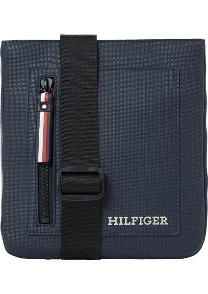 Tommy Hilfiger Lacivert Erkek 19X22X3 cm Postacı Çantası Th Pıque Mını Crossover