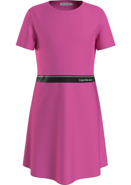 Calvin Klein Pembe Kadın Uzun Elbise Punto Logo Tape Ss Dress