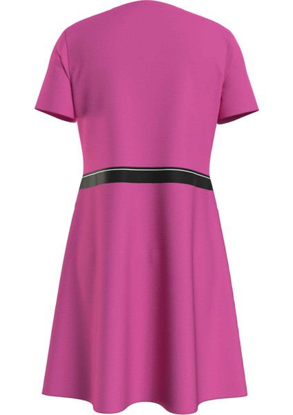 Calvin Klein Pembe Kadın Uzun Elbise Punto Logo Tape Ss Dress