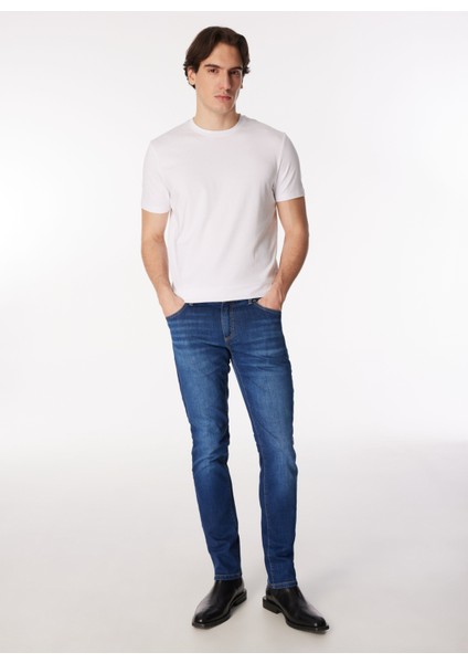 Bisiklet Yaka Beyaz Erkek T-Shirt 4C4800000012